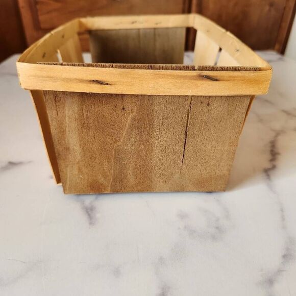 Super simple basic thin wooden box lightweight tan storage accents fruit vintage - Picture 2 of 5